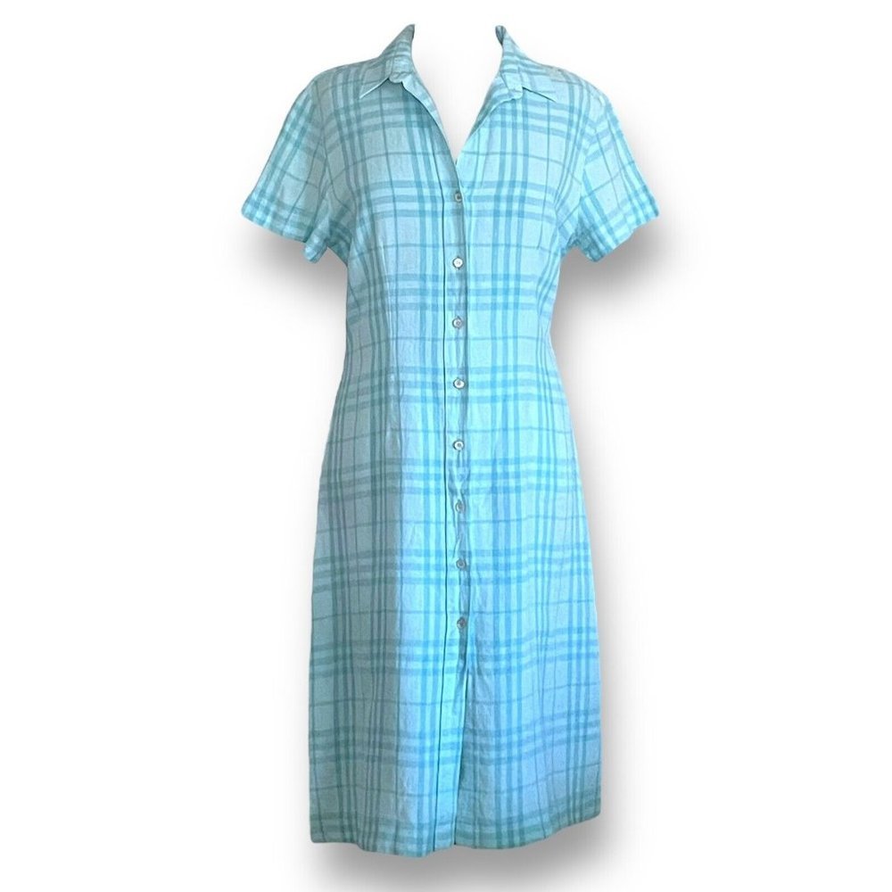 Burberry Blue Plaid Midi Dress